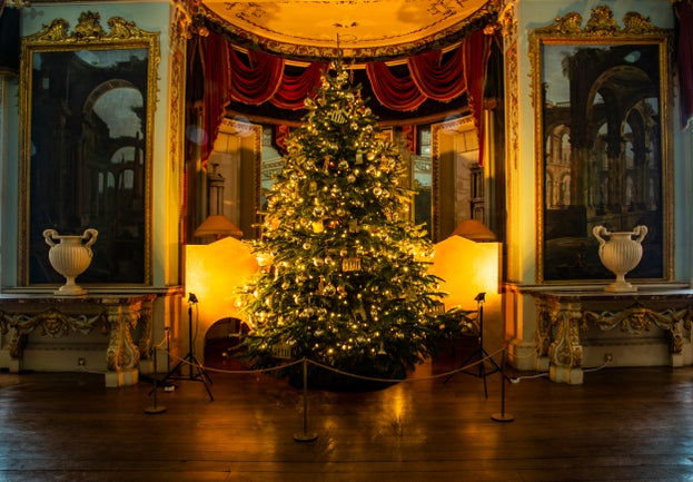 Gold and Green Christmas Tree at Shugborough Estate
